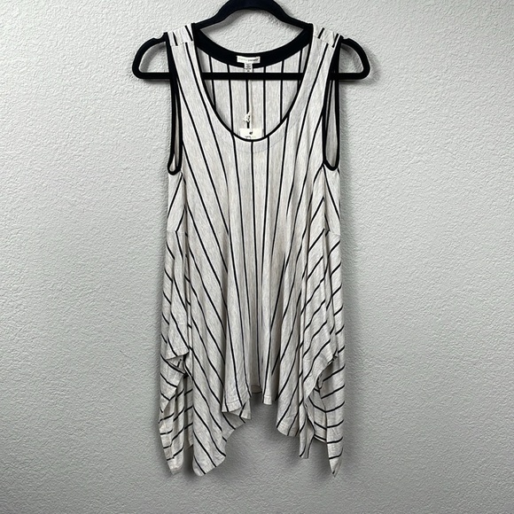 NWT Shannon Passero Stripe Lagenlook Fisher Tunic Scoop Neck Tank Top Sz M - Picture 1 of 9